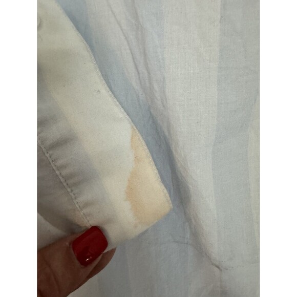 Lane Bryant Top Tunic Plus Size 28 Boho Blue White Stripe Crochet Raw Hem - Picture 8 of 10